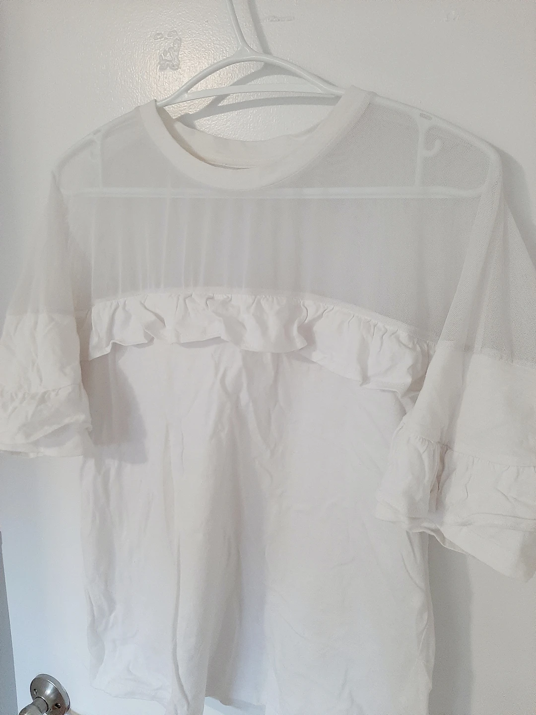 Gorgeous JustFab White Mesh Tee image indicator(3)