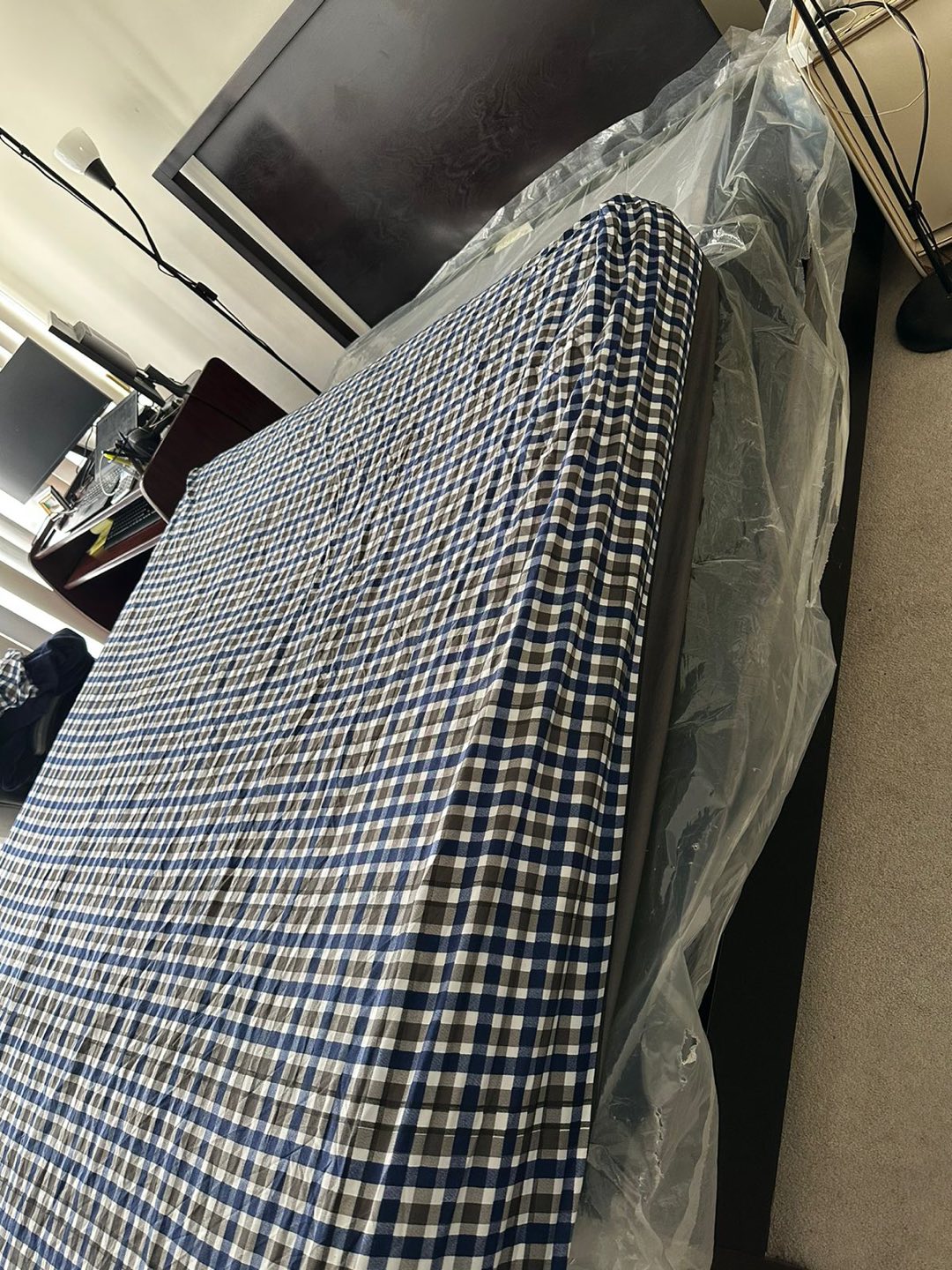 Queen size bed frame, mattress and box spring - For Sale