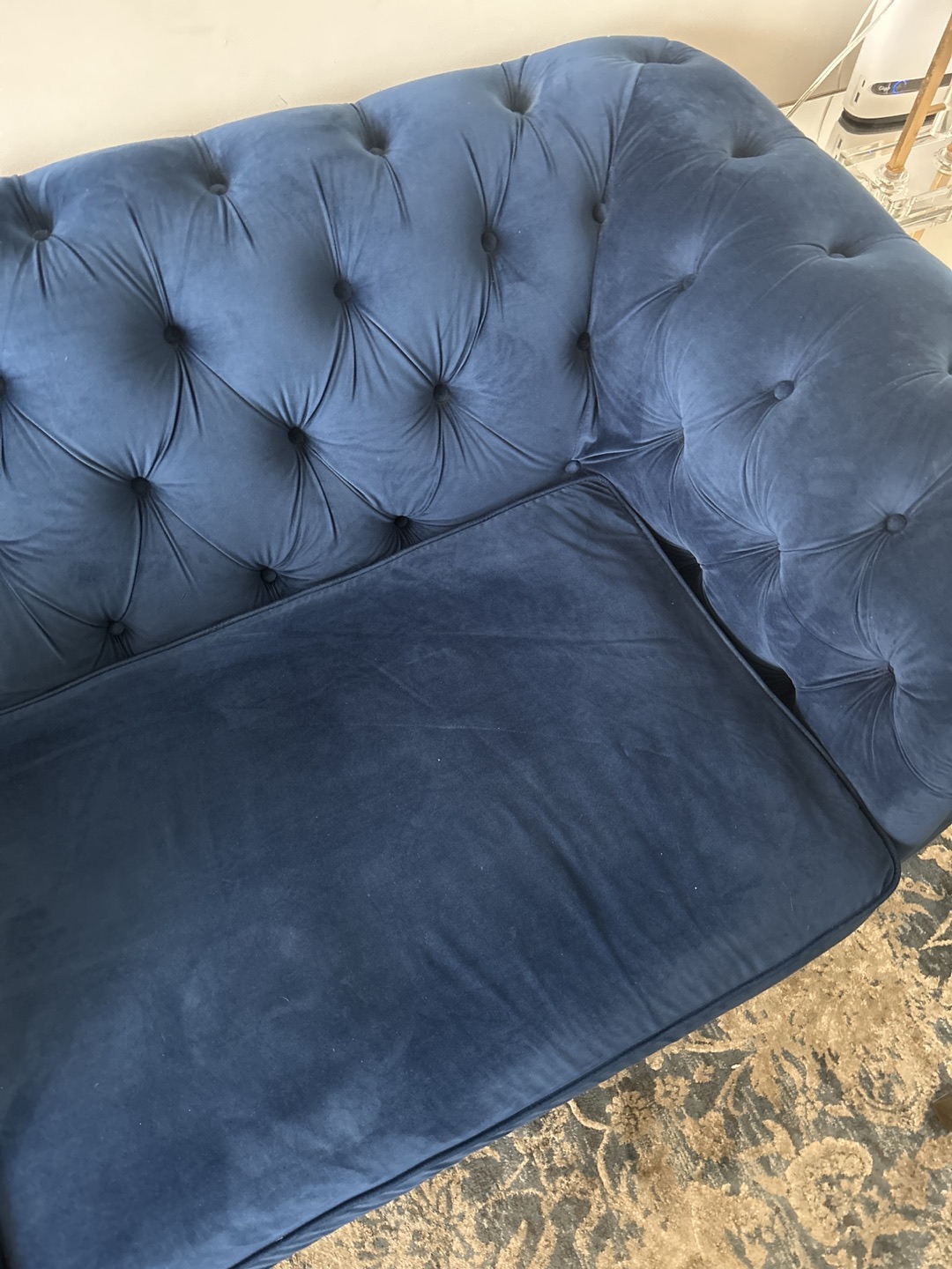 Navy blue velour couch - photo 3