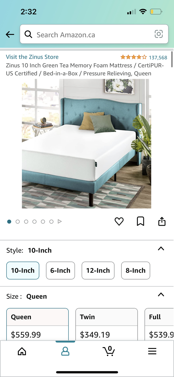Zinus Memory Foam Queen Mattress