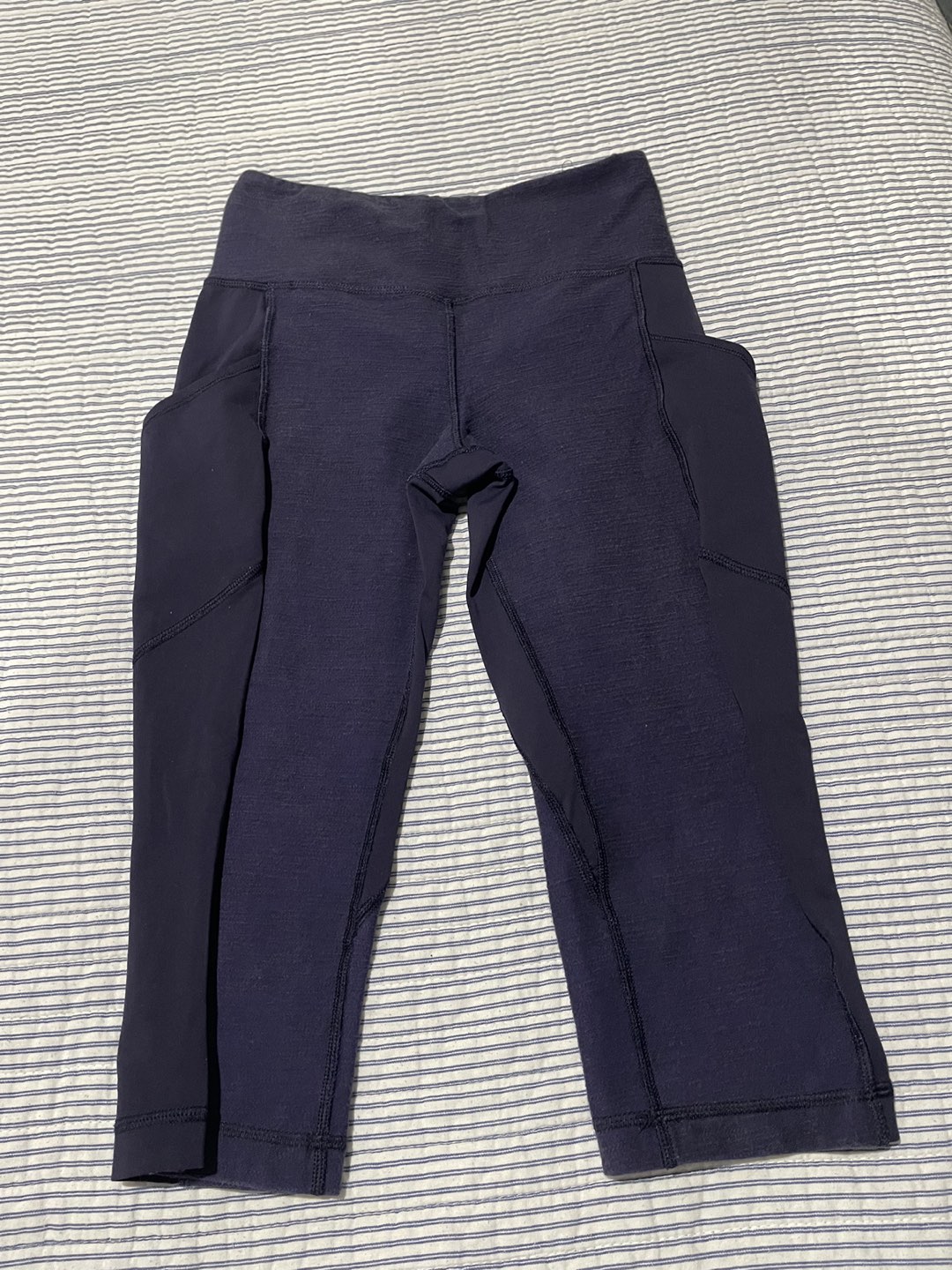 Lululemon dark purple crop leggings with pockets size 4