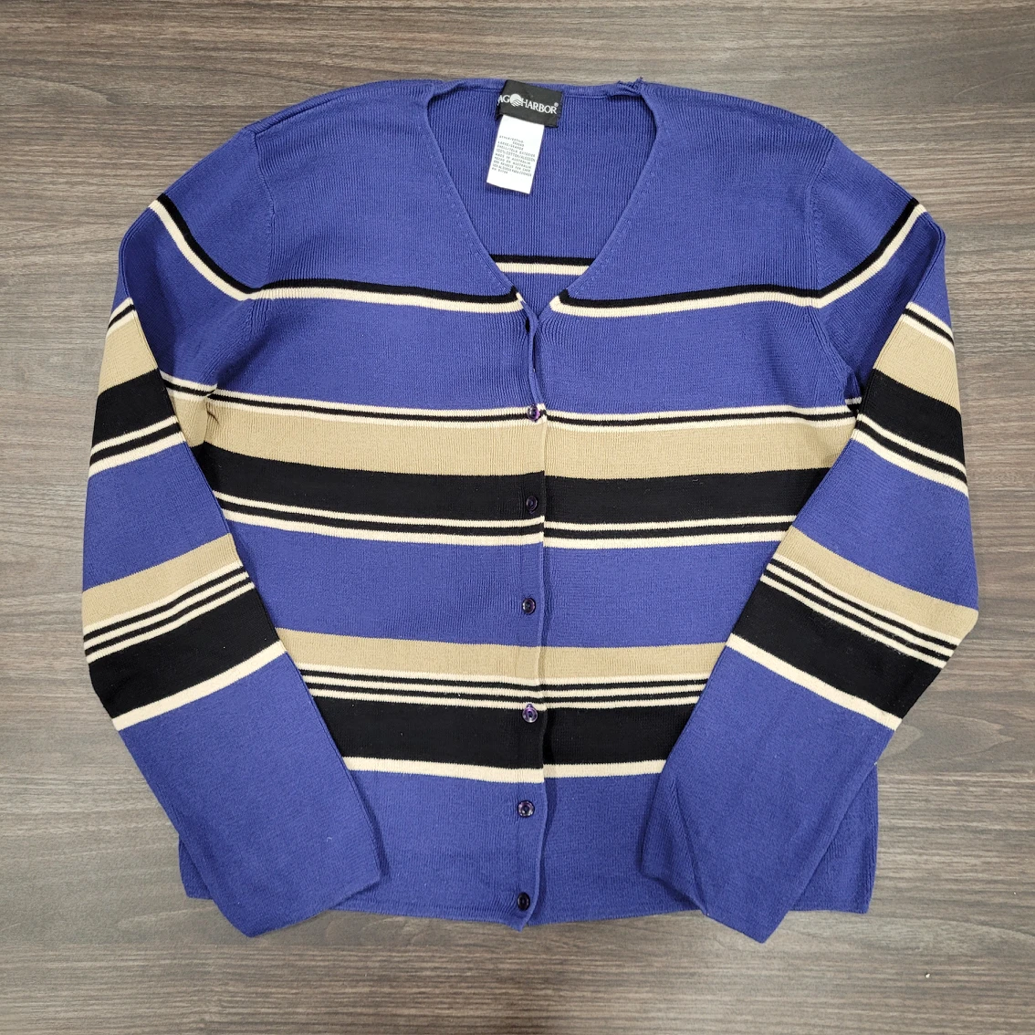 Vintage knit striped cardigan sweater thumbnail