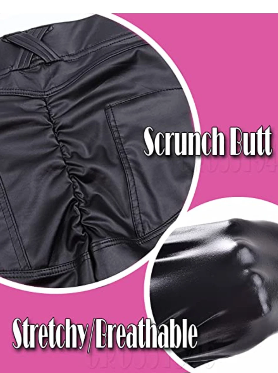 Women's Sexy Faux Leather Leggings, Lifting butt effect image indicator(3)