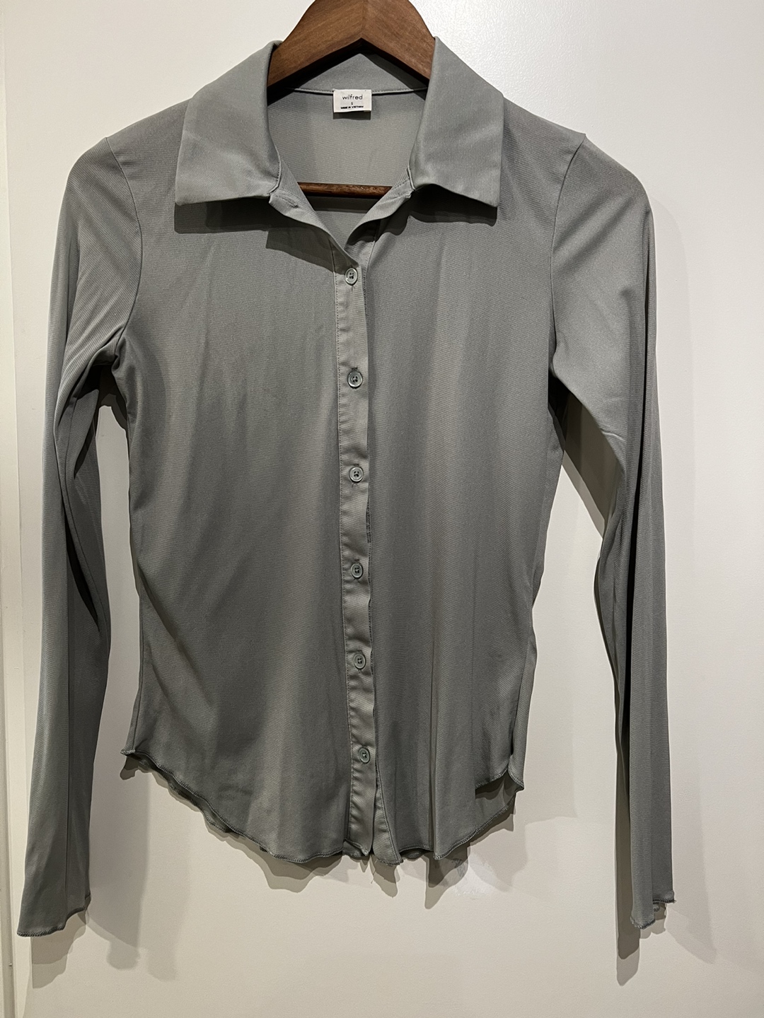 Aritzia - Wilfred Mesh seafoam green blouse shirt