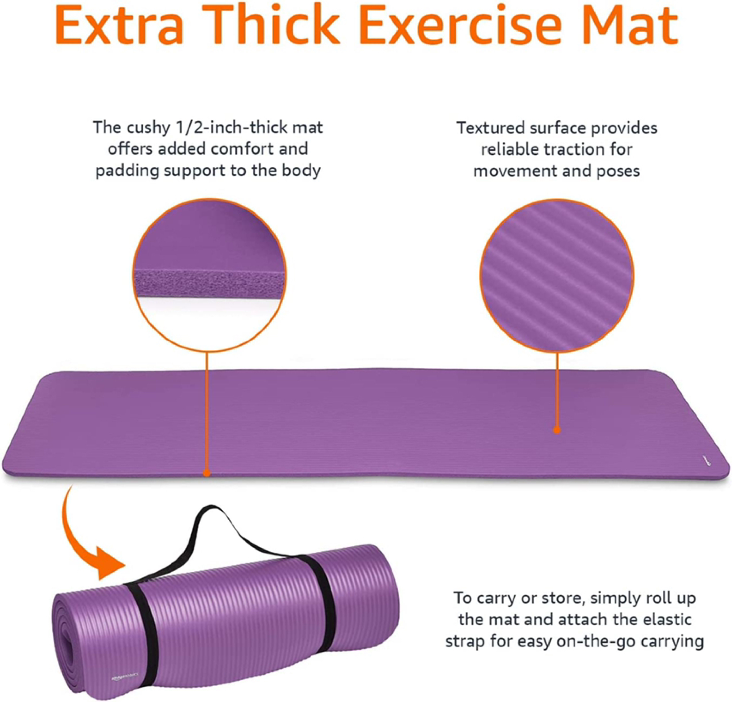 Extra Thick Exercise Mat with Carrying Strap - photo 5