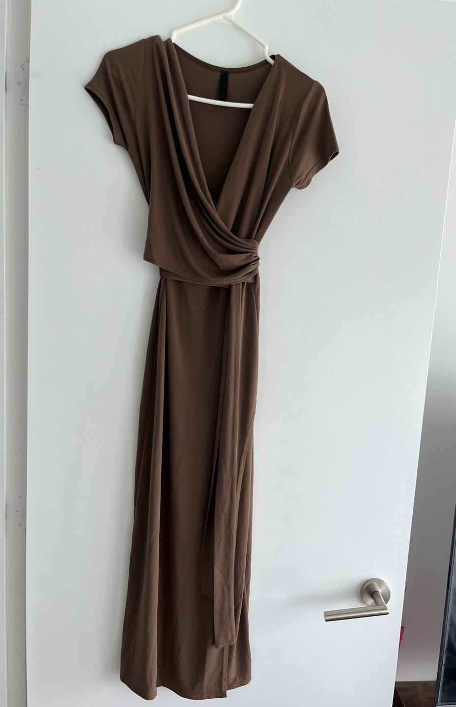 Belted wrap long dress (brown) - photo 2