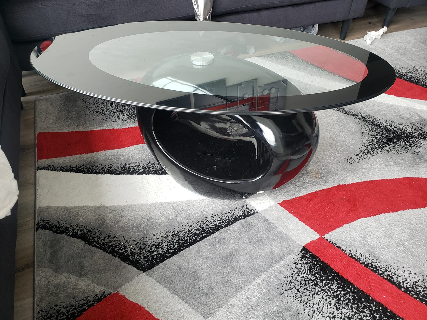 Black color Oval shaped coffee table thumbnail