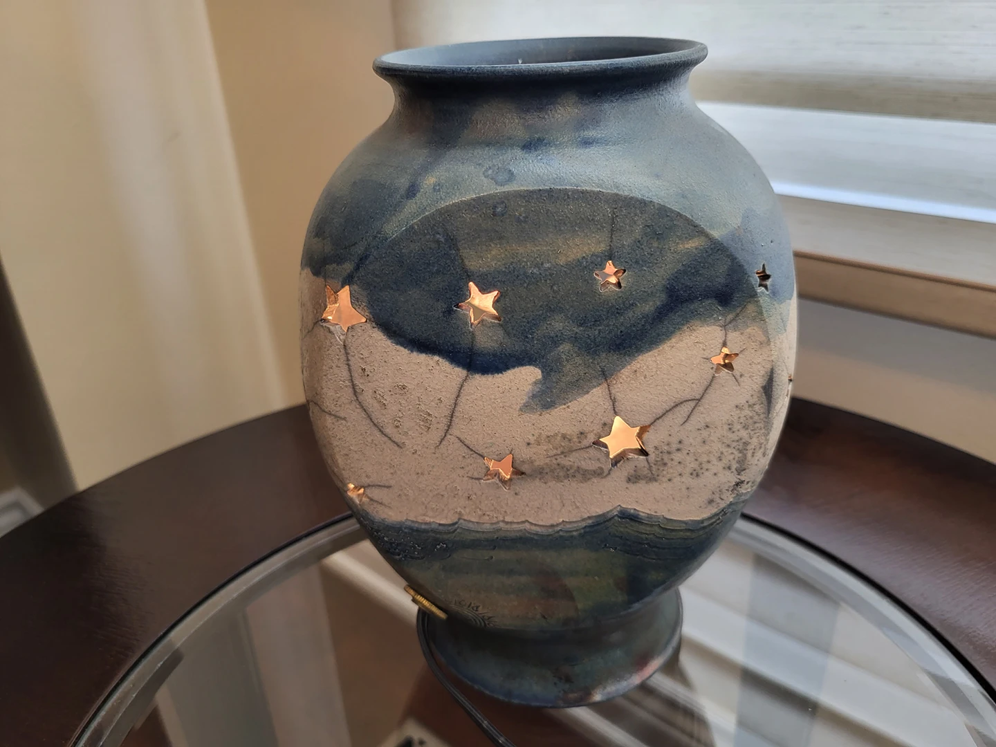 9" Pottery night light from Maine. OBO