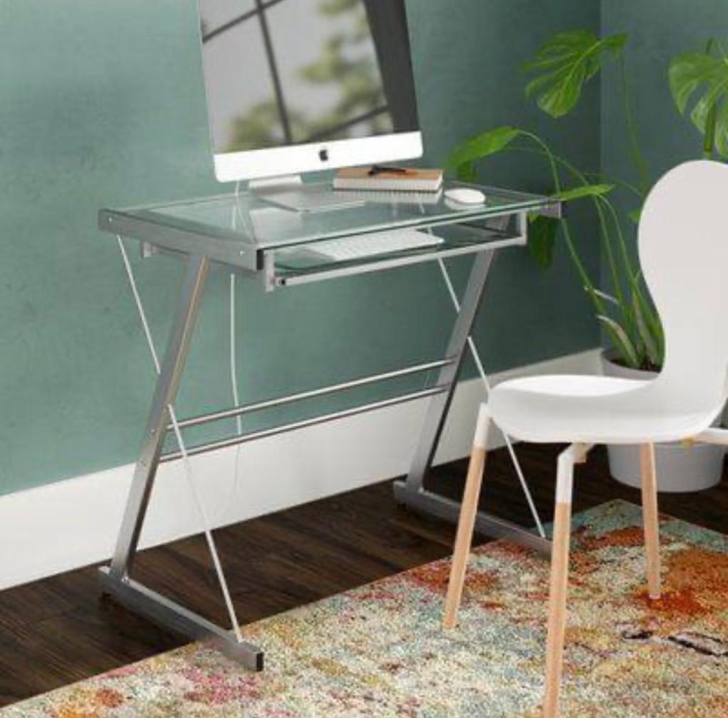 Silver sarisha glass computer desk- brand new still in box