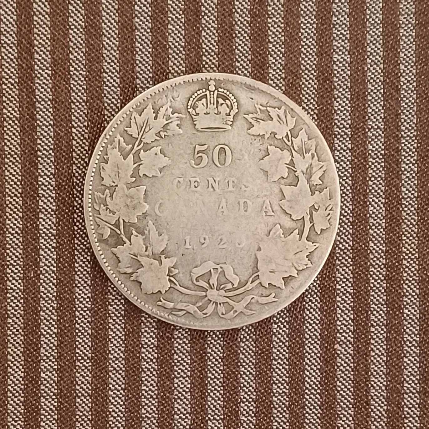 1920 Canada 50 cents silver coin F 15 thumbnail
