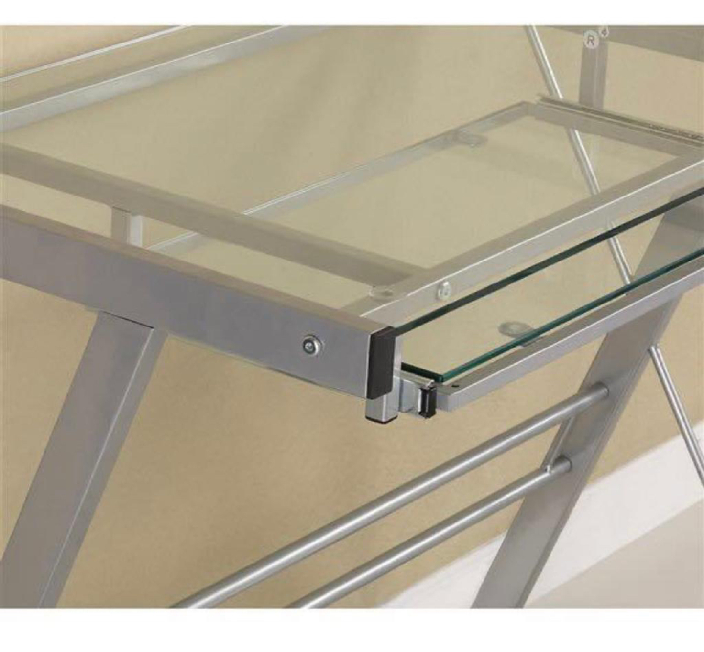 Silver sarisha glass computer desk- brand new still in box - photo 5