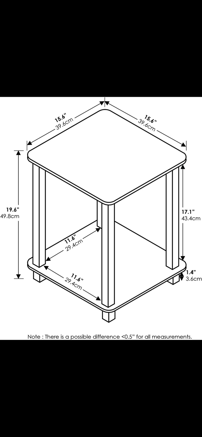 Furinno Simplistic Set of 2 End Table, Americano/Black - photo 4
