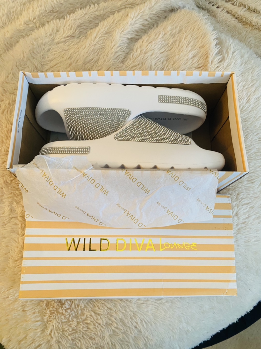Rhinestone white slides slippers - photo 2