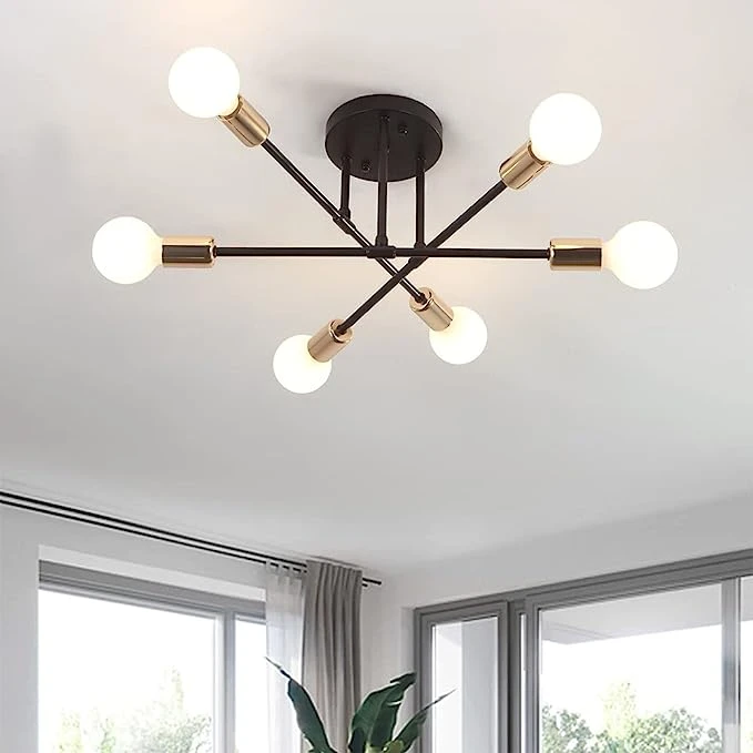 Black SHAWA semi flushmount ceiling fixture. thumbnail