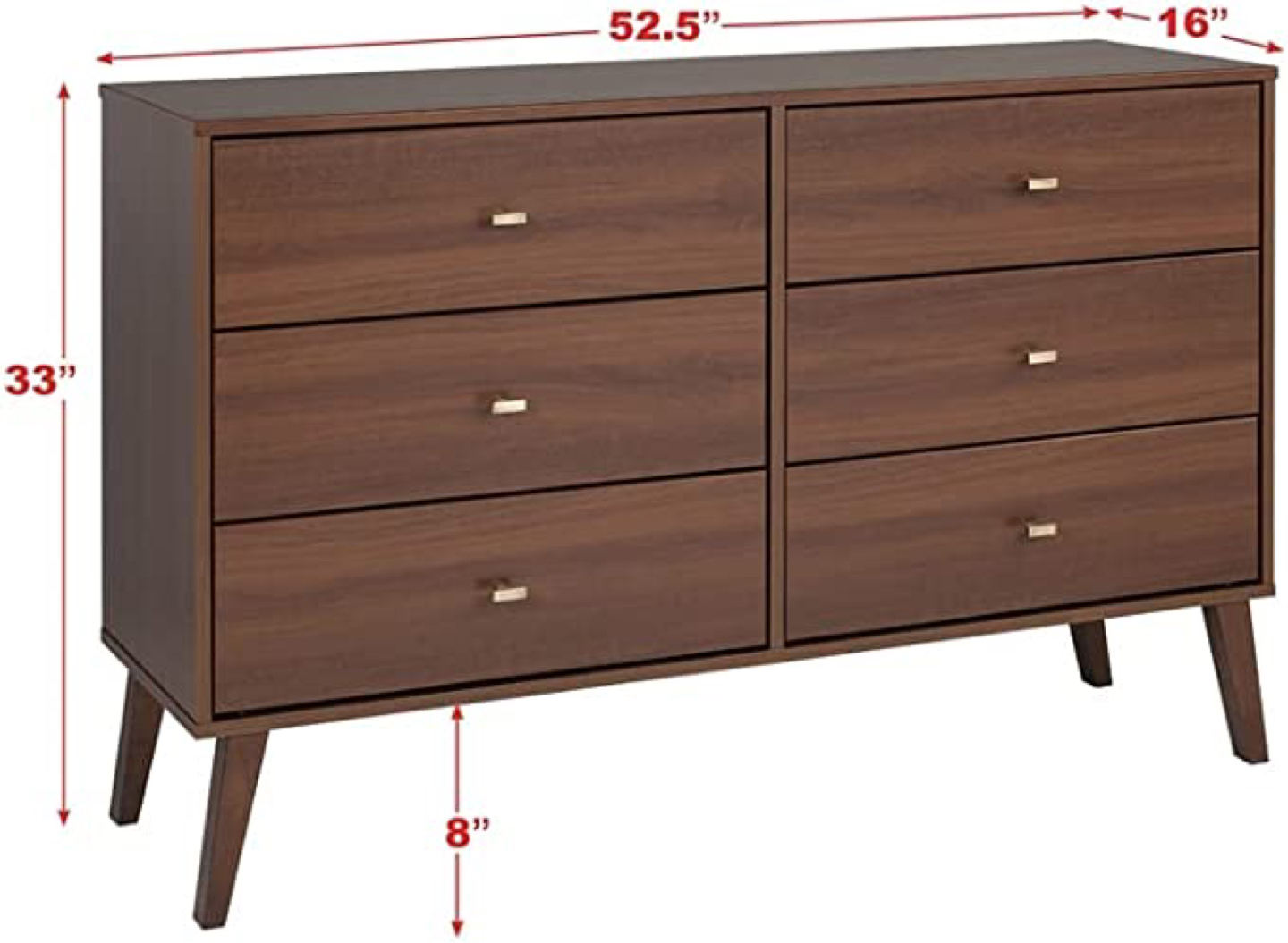 Prepac Milo MCM 6-Drawer Dresser in Cherry - photo 4