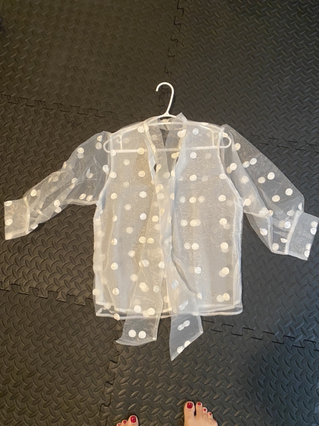 Polka dot sheer white blouse