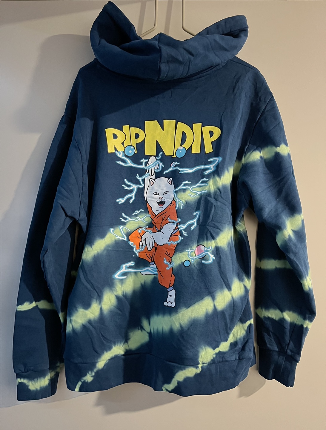 BRAND NEW RIPNDIP Super Sanerm Hoodie (Navy/Neon Green Dye) - photo 2