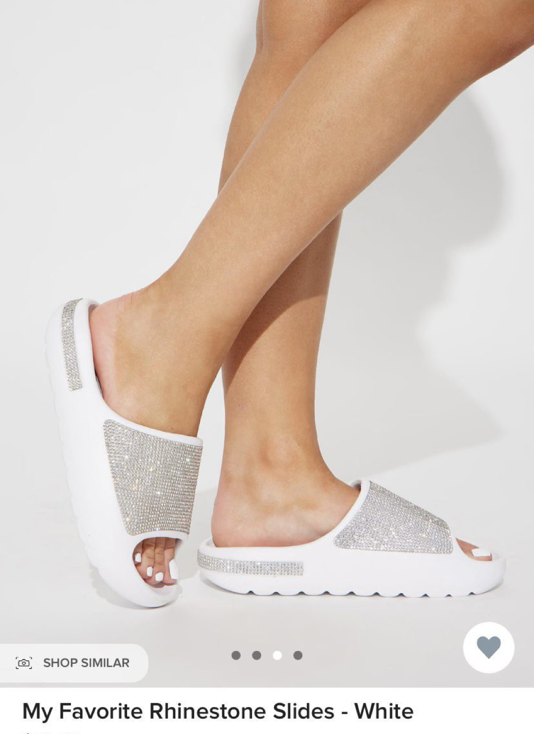 Rhinestone white slides slippers