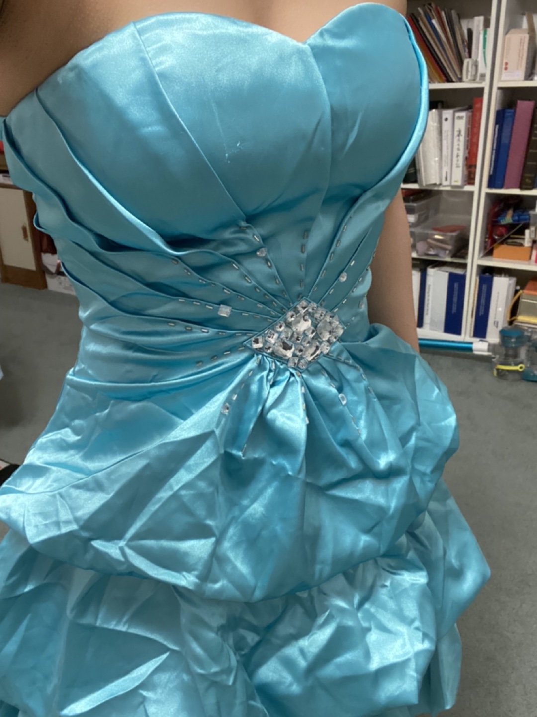 New Pretty Women Strapless Baby Blue Dress thumbnail