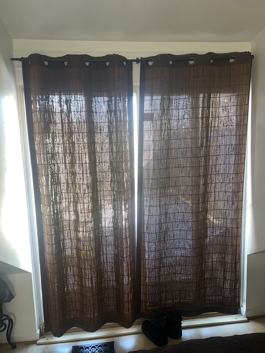 Light brown wooden privacy curtains large enough for patio doors thumbnail