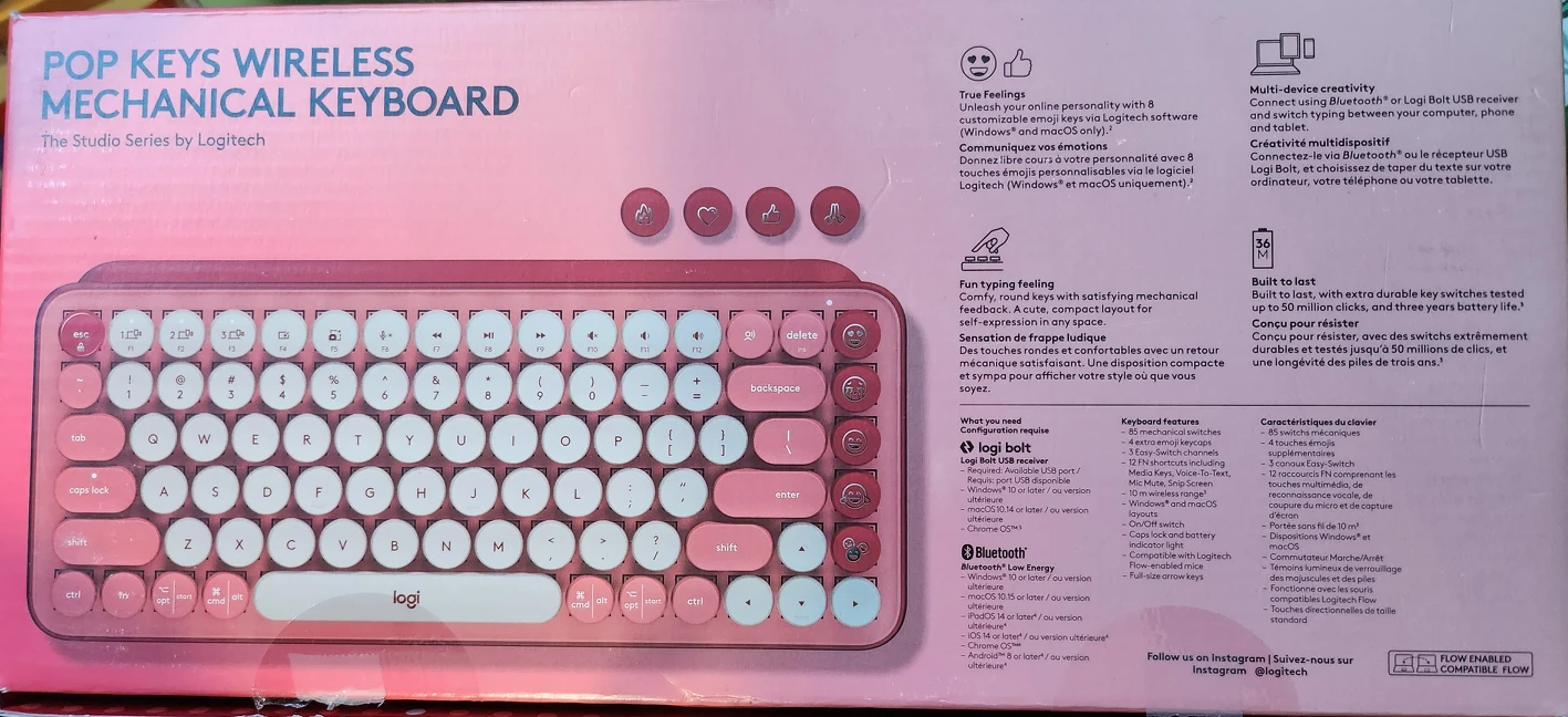 Logitech POP Keys Mechanical Wireless Keyboard - Heartbreaker image indicator(2)