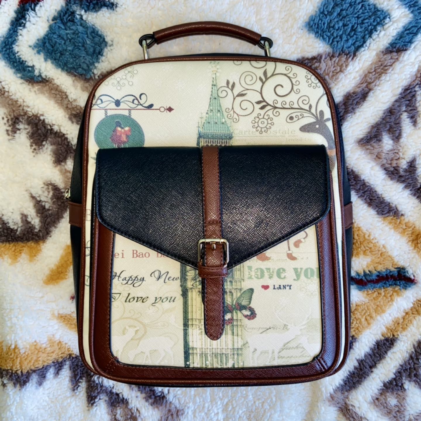 Faux Leather Printed Backpack thumbnail