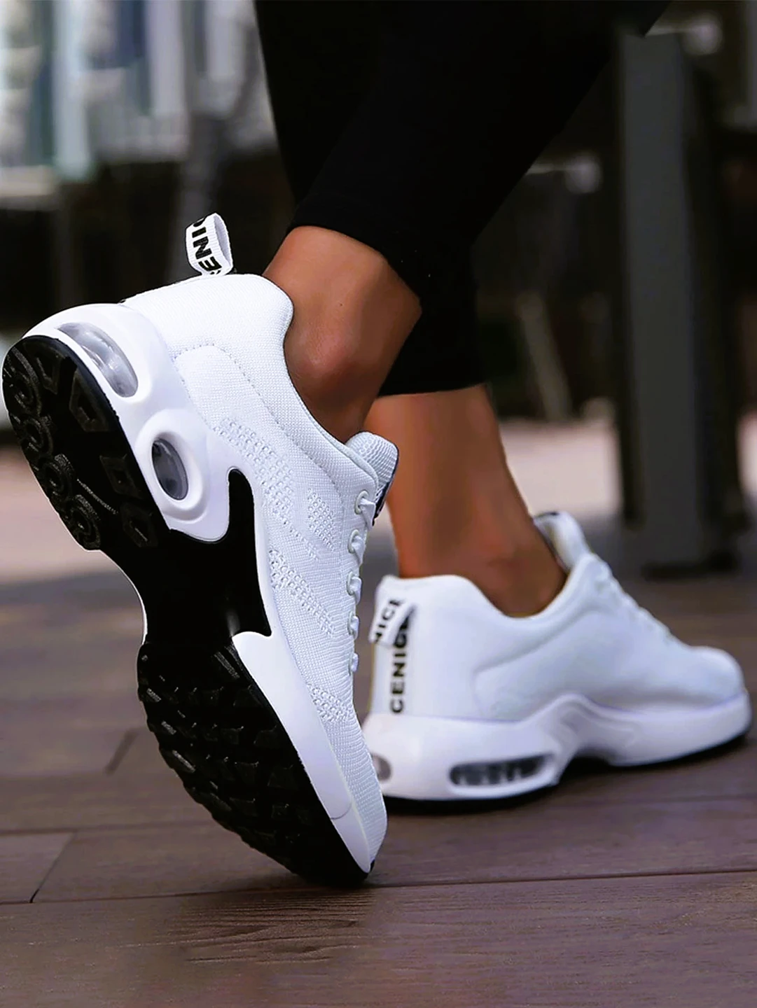 Women White Lace-Up Front Running Shoes SIZE 8 thumbnail