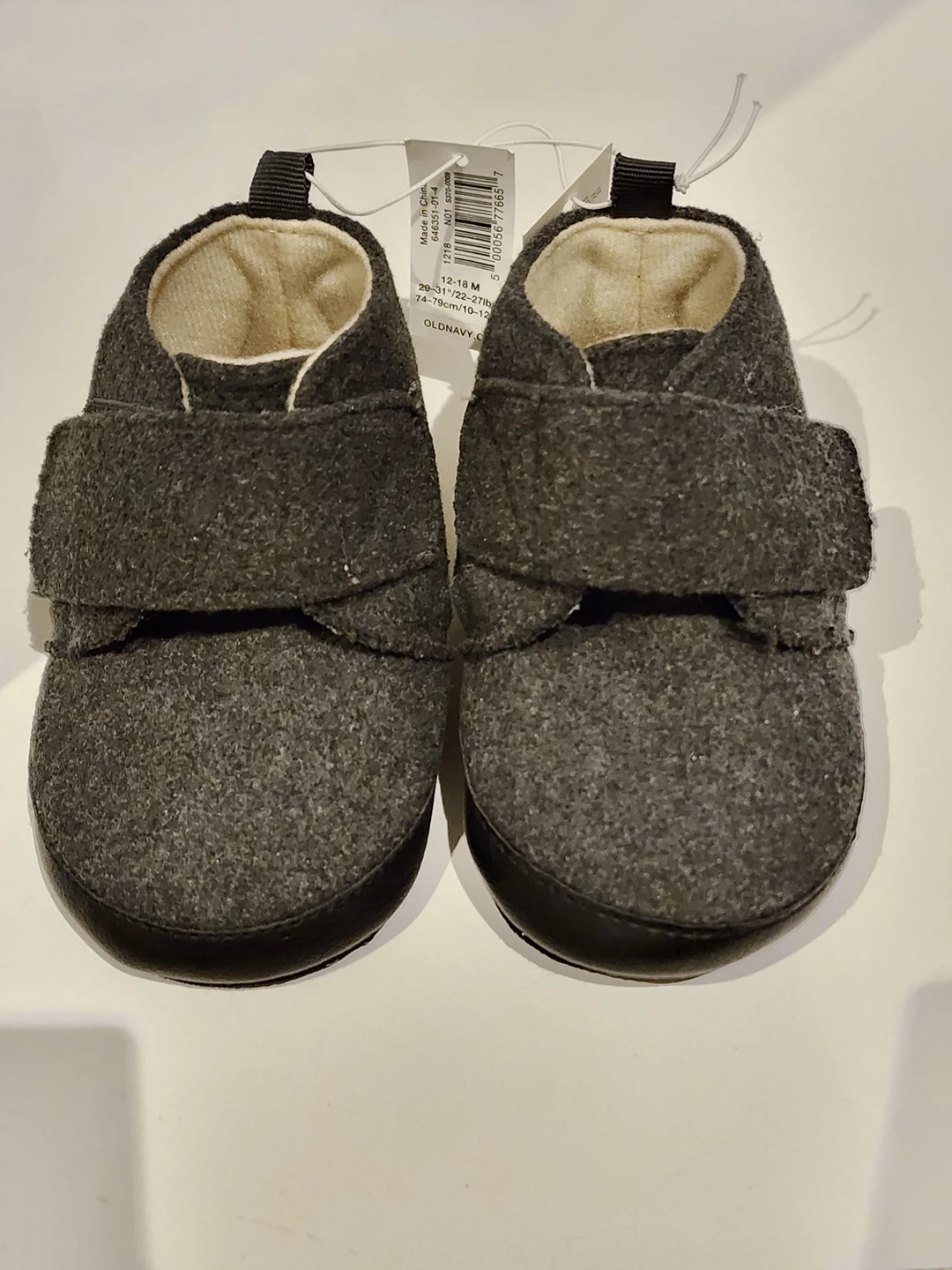 Brand new charcoal booties 12-18mos thumbnail