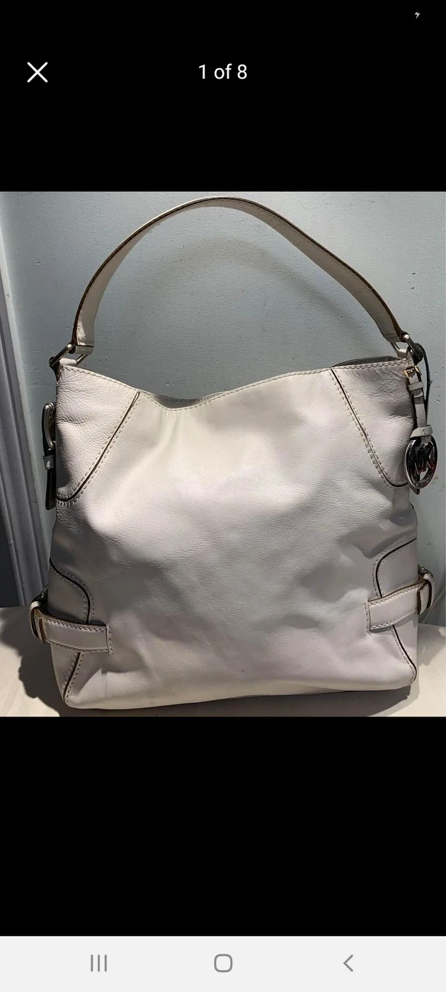 Michael kors white leather purse thumbnail
