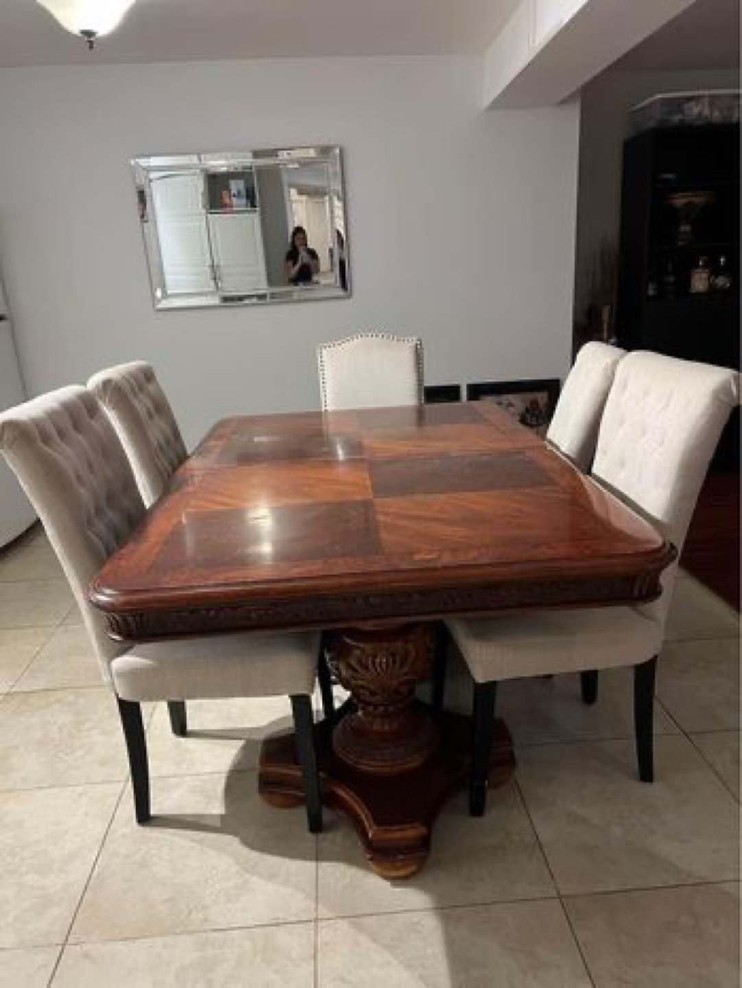 Wood dining table with two table leafs - photo 2