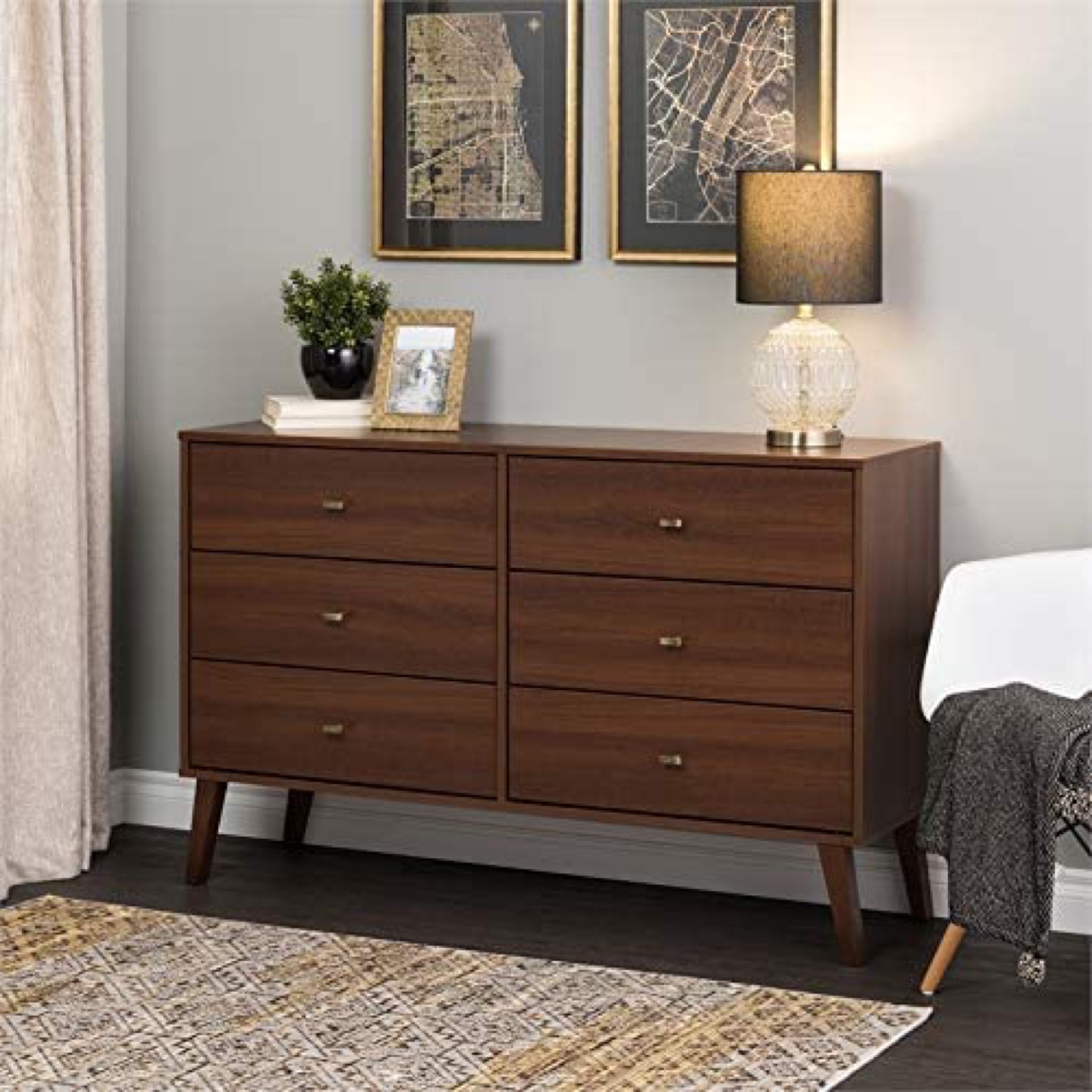 Prepac Milo MCM 6-Drawer Dresser in Cherry - photo 2