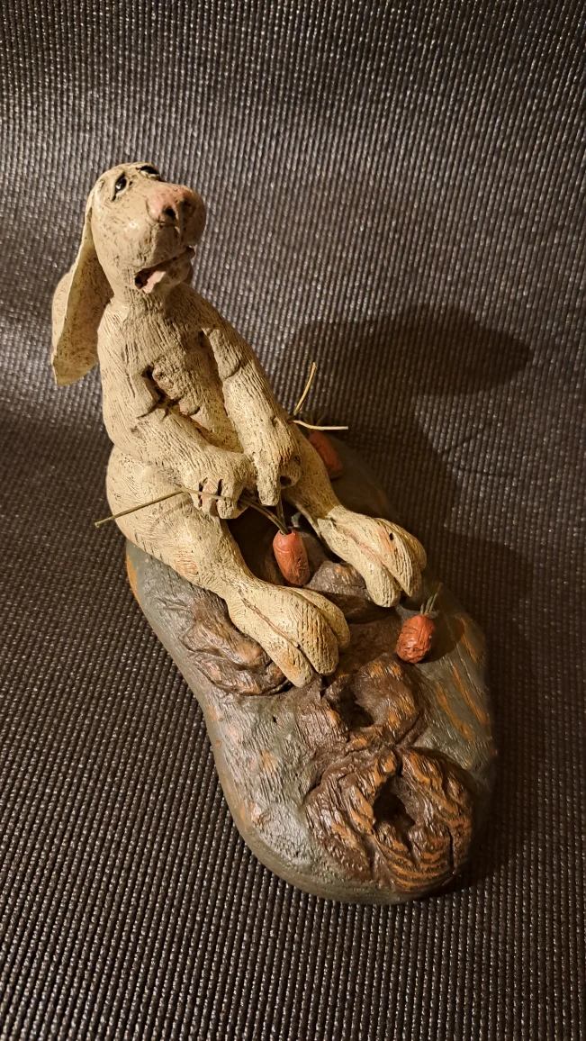 American Chestnut Folk Art Rabbit with Carrots thumbnail