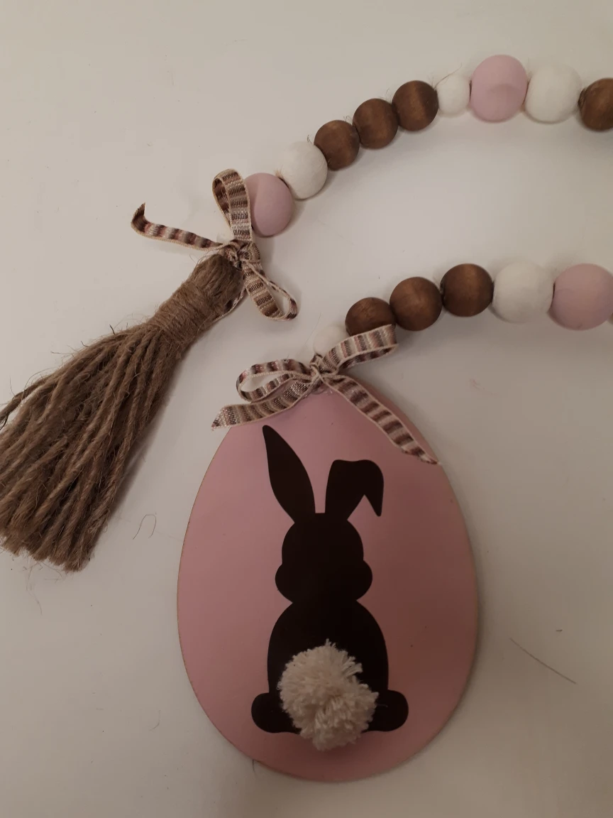 Farmhouse Country Easter Bunny Wooden Bead Garland - photo 3