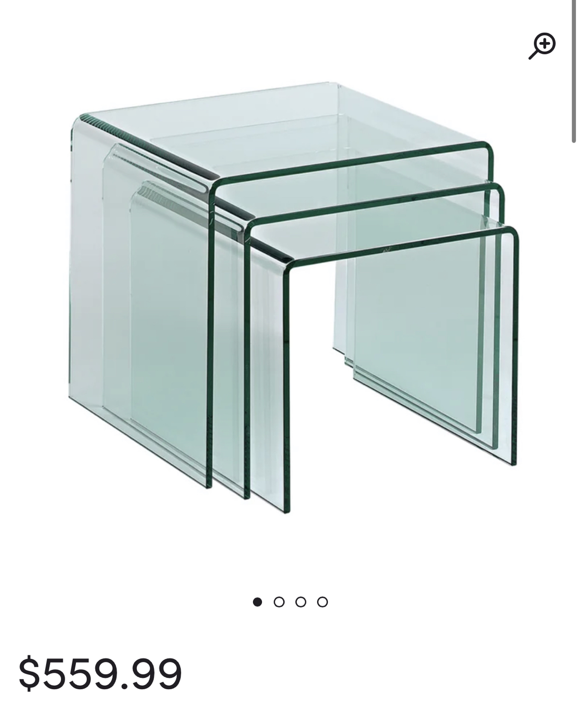 3 piece waterfall table set (glass) - photo 2