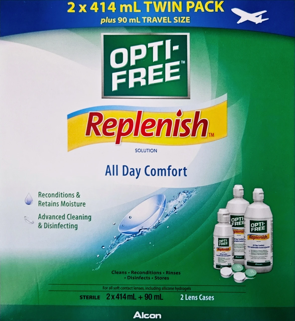 Brand New Opti-Free Replenish solution twin pack set