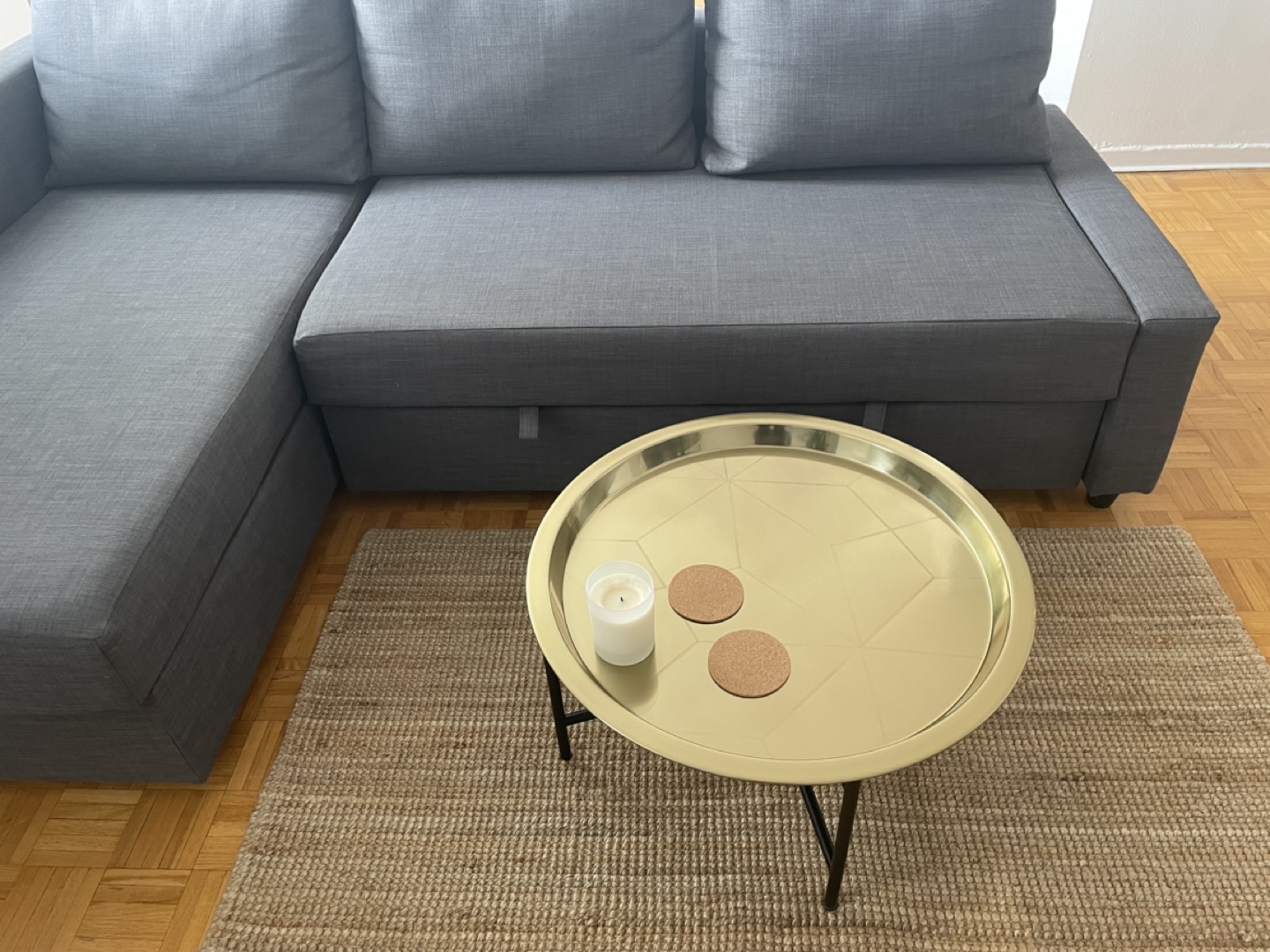 LJUV Tray table, gold-colour/black, 25 5/8x12 5/8 " (65x32 cm)