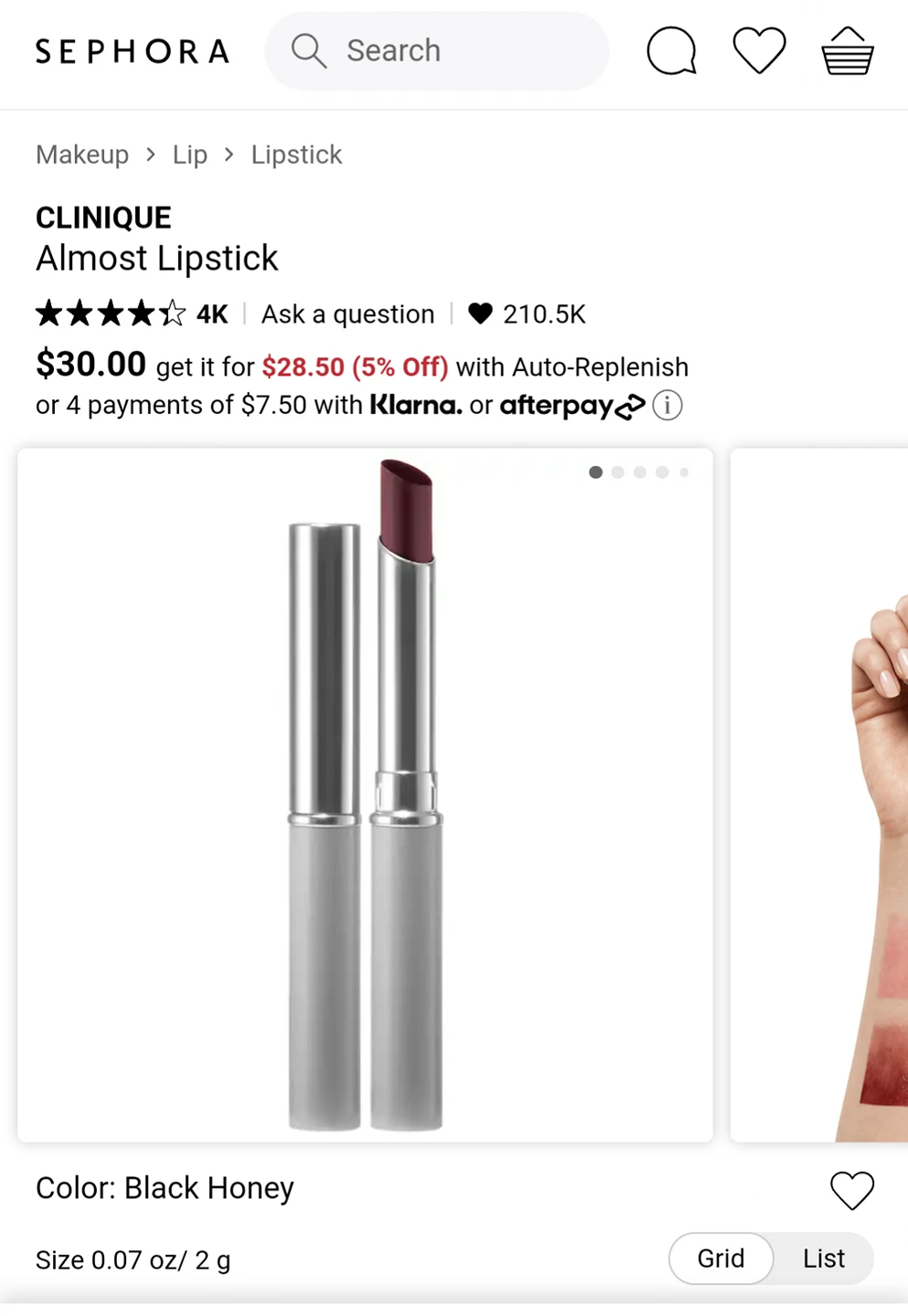 Clinique Almost Lipstick - Black Honey 1.2g image indicator(3)