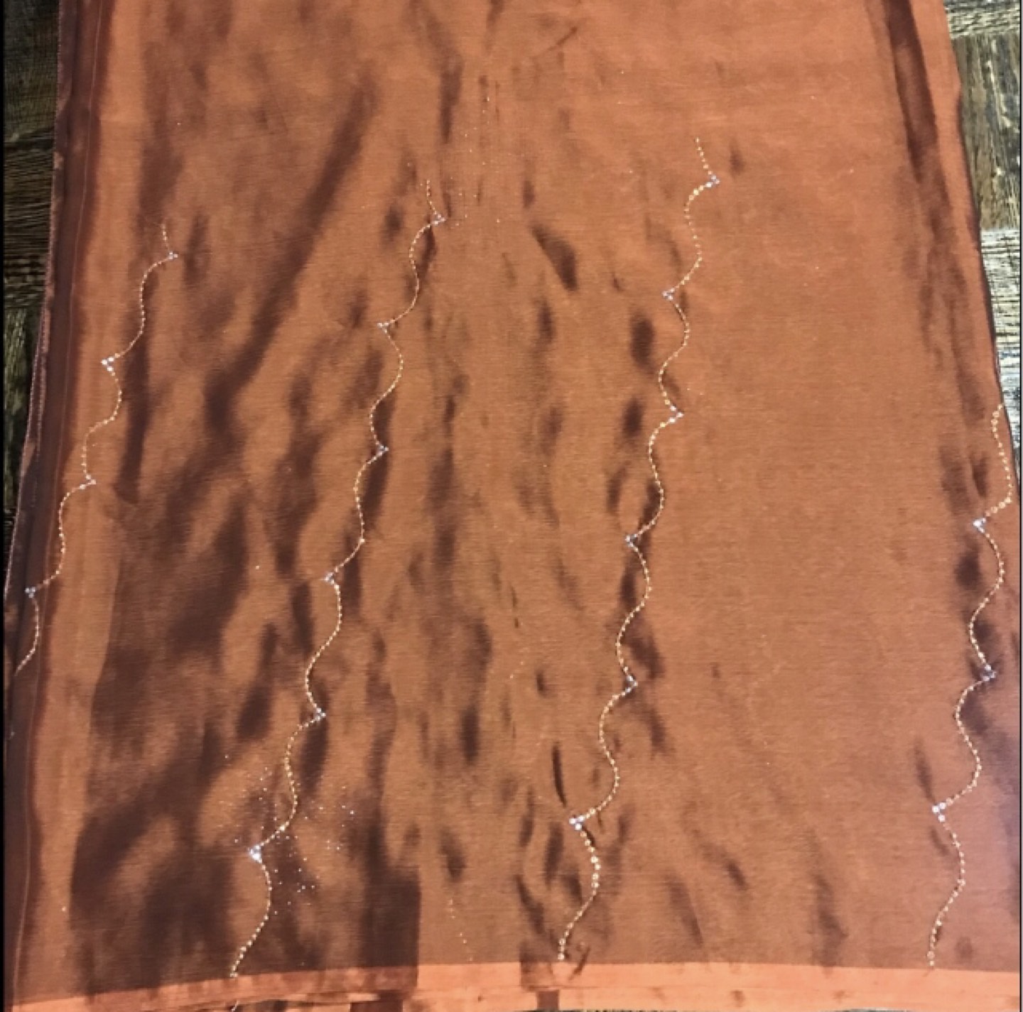 🏀 Rusty/Burnt Orange Saree/ Polka Dot Fabric image indicator(4)