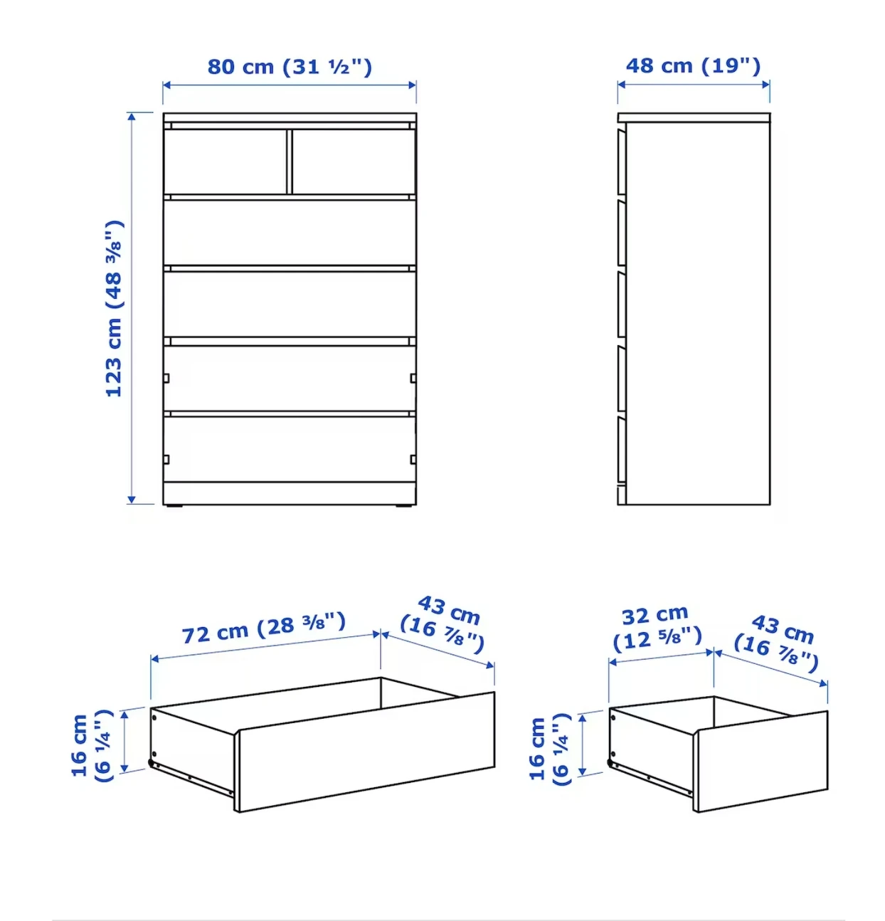 IKEA Malm 6 drawer dresser - Birch - photo 3