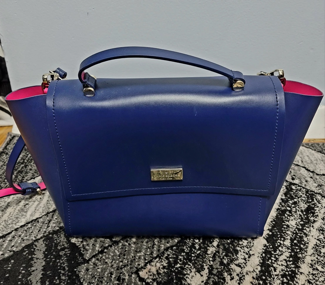 Kate Spade Blue Leather Brynlee Top Handled Bag