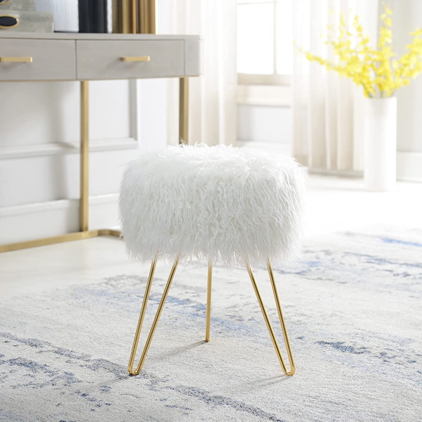 Faux Fur Vanity Stool