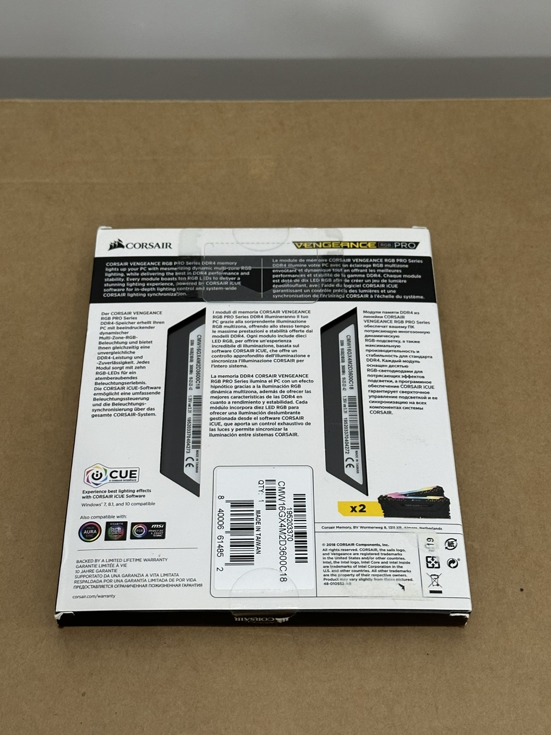 Corsair RBG Pro 2x 8G 3600 DDR4 thumbnail