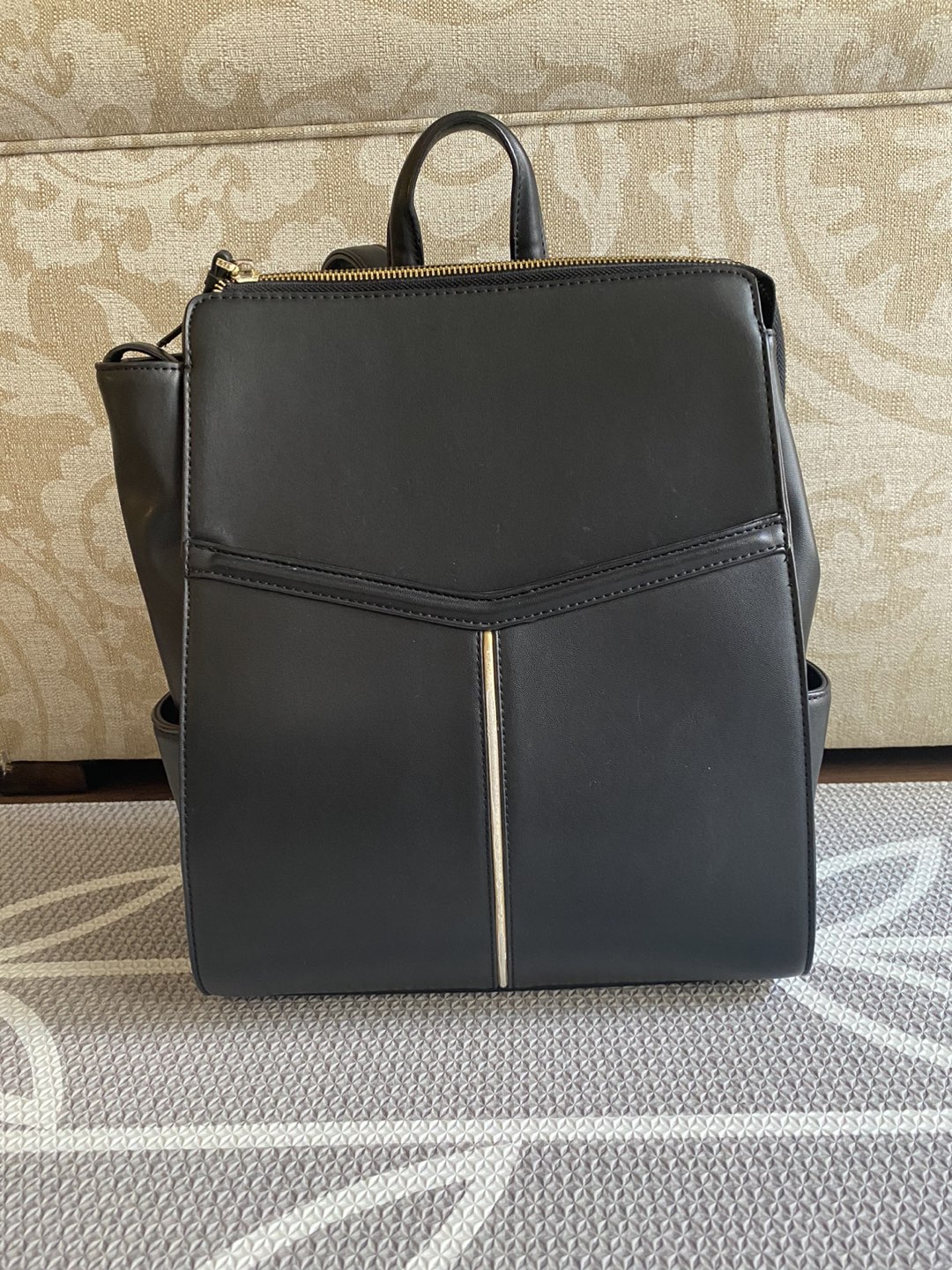 Black leather backpack