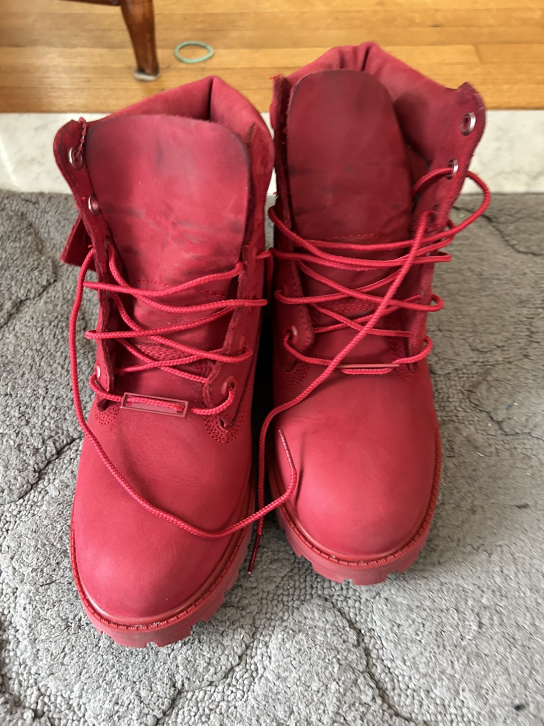 red youth timberlands size 4