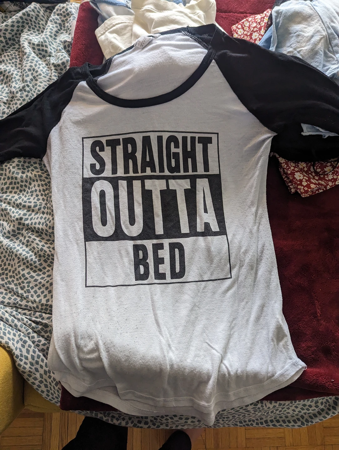 straight outta bed t shirt size m