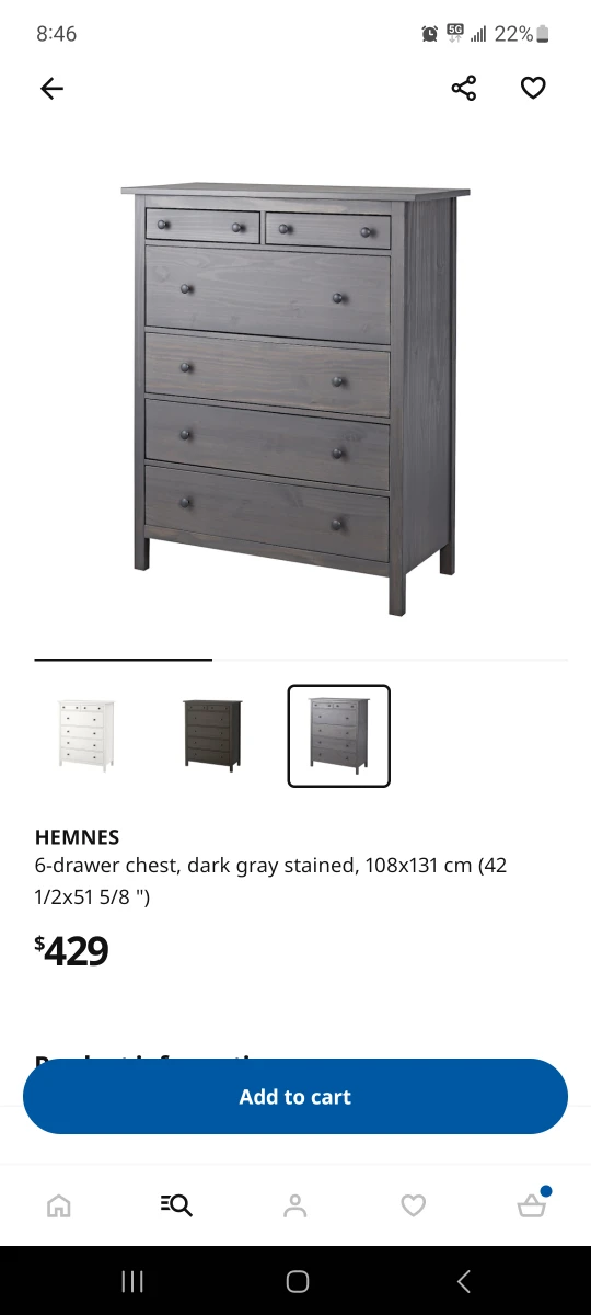 Ikea hemnes 6 draw tall grey dresser - photo 2