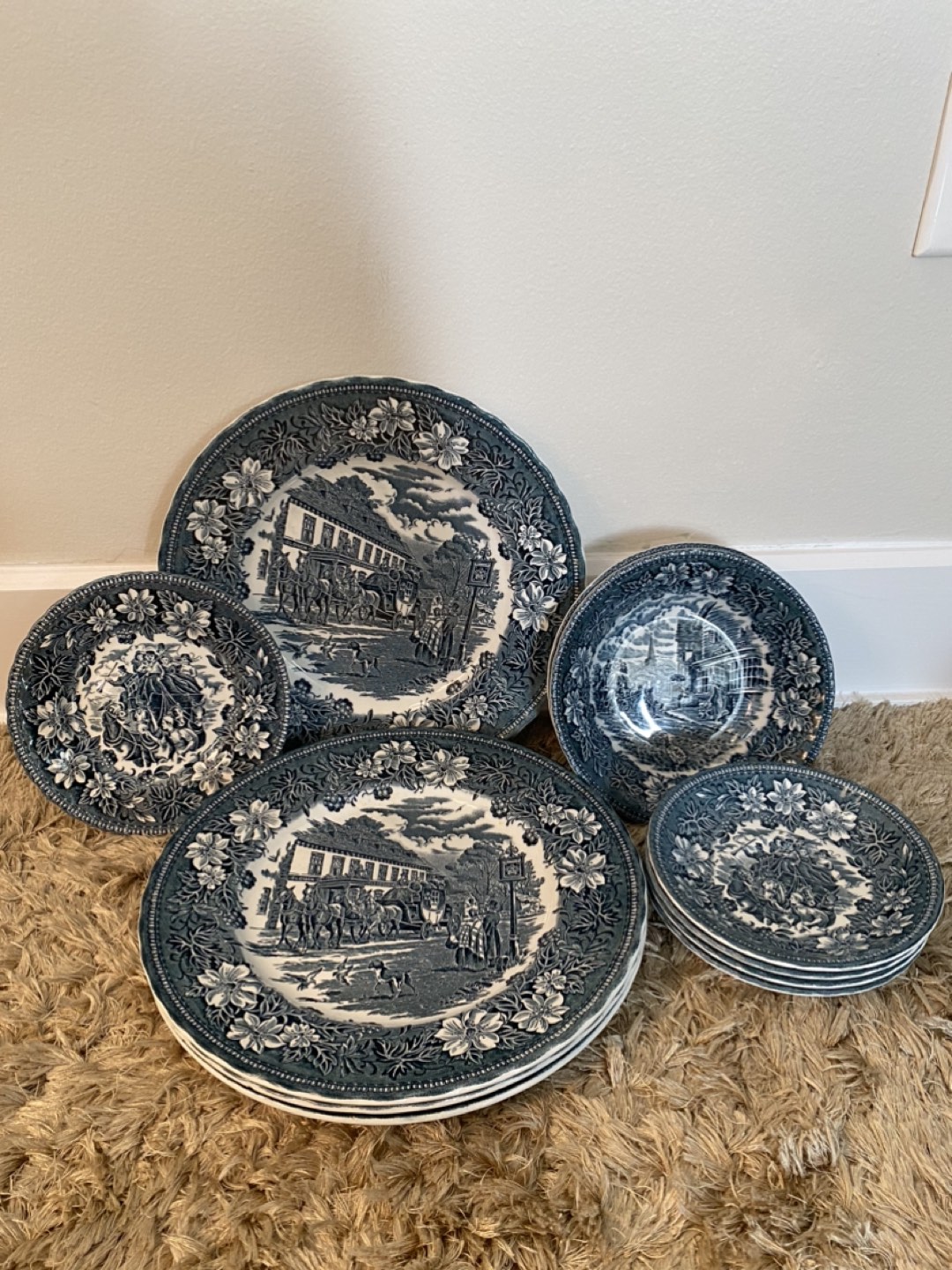 Vintage Tableware Taverns Royal Tudor Ware Blue England 1828