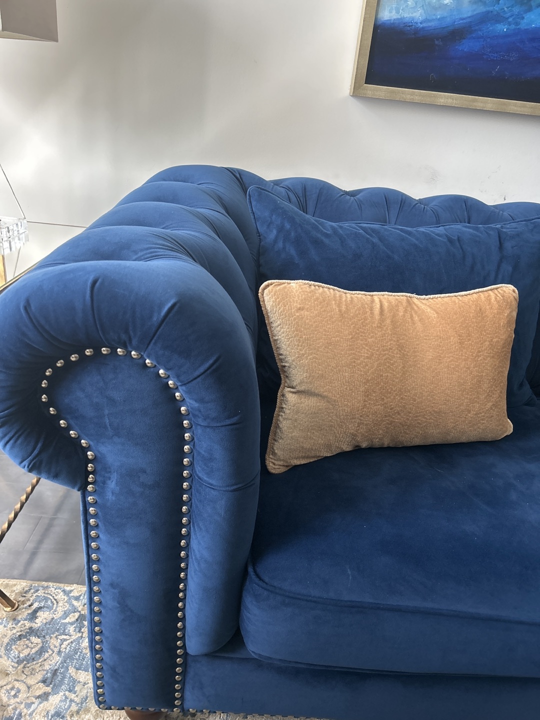 Navy blue velour couch - photo 2