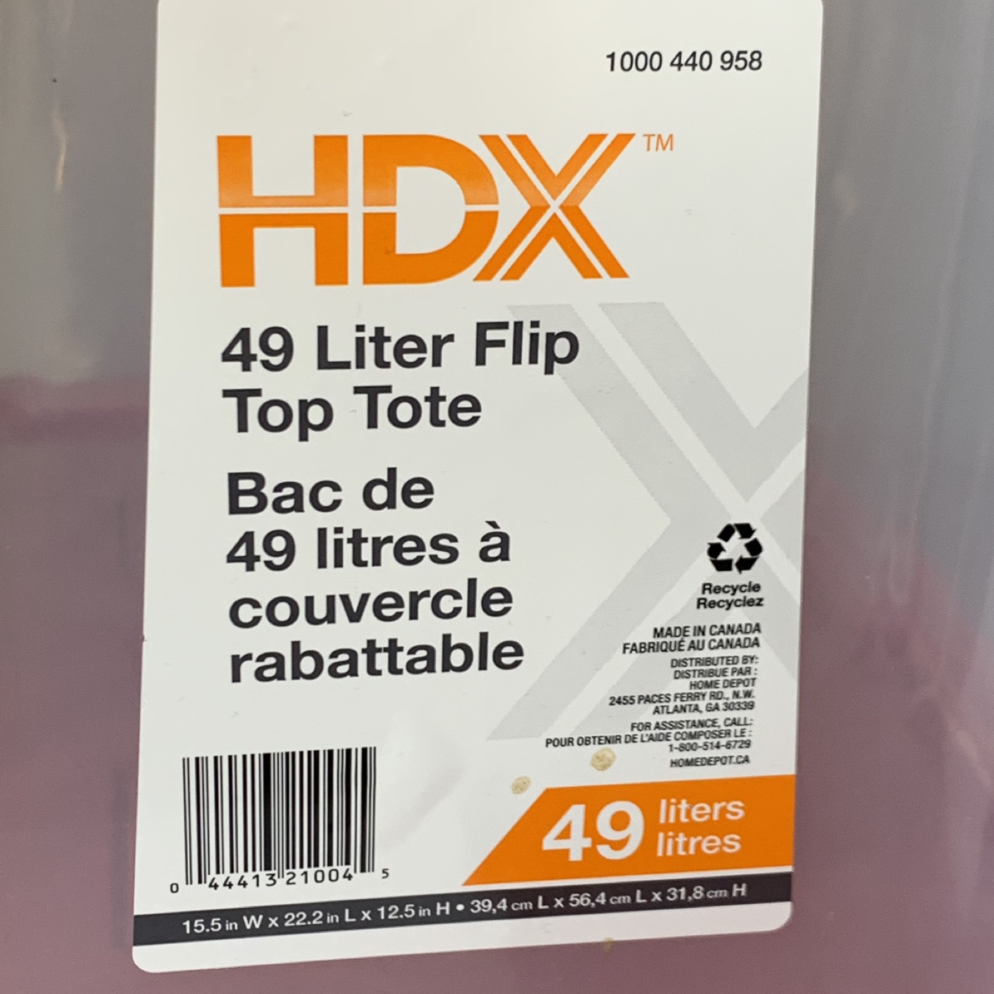 Lot Of 5: HDX 49L Flip-Top Storage Tote in Clear with Red Lid - photo 4