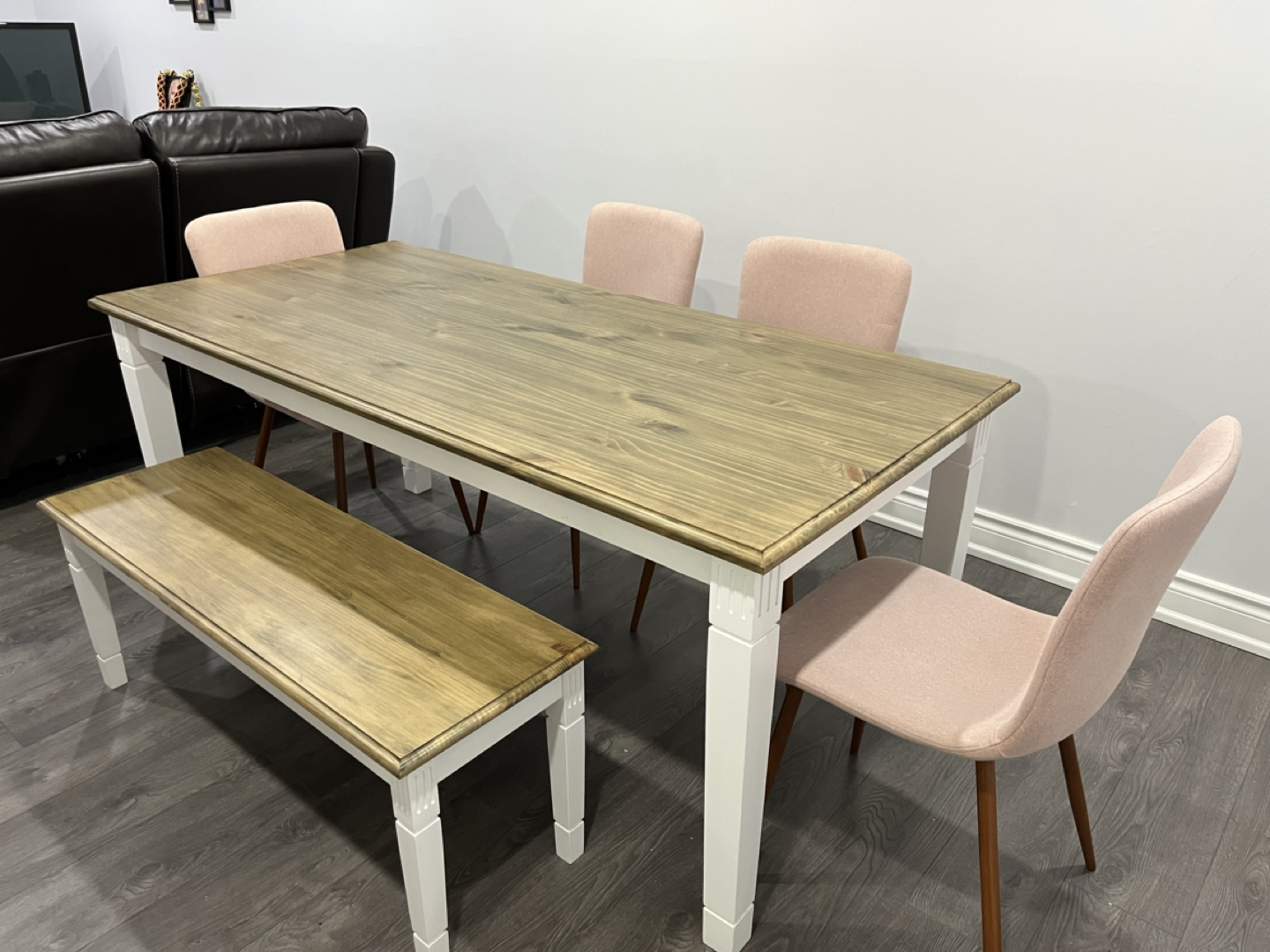 Wooden dining table chairs bench - photo 2